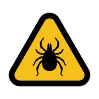 Tick Warning Sign, Yellow Triangular Hazard Symbol vector