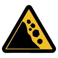 Landslide Hazard Warning Sign, Yellow Triangle with Falling Rocks vector