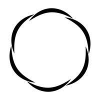 Curved abstract swirl forming circle frame, minimalist black element vector
