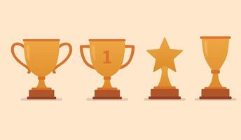 Set of Golden Trophy in Various Forms Flat Illustrations vector