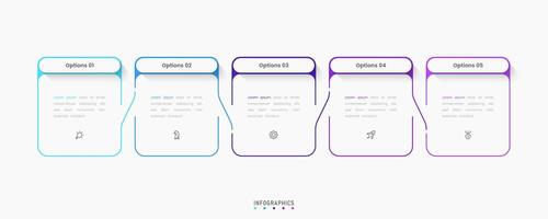 Infographic with icons and 5 options or steps. Can be used for process diagram, presentations, workflow layout, banner, flow chart vector