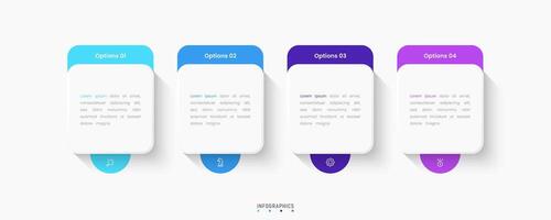 Infographic label design template with icons and 4 options or steps. Can be used for process diagram, presentations, banner with square shape vector