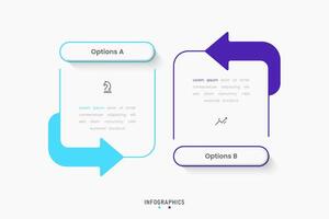 Infographic with icons and 2 steps. Can be used for process diagram, presentations, workflow banner, info graph. vector