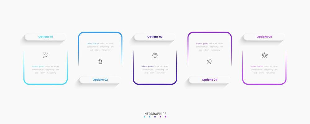 Infographic with icons and 5 options. Can be used for process diagram, presentations, workflow layout, flow chart, info graph.