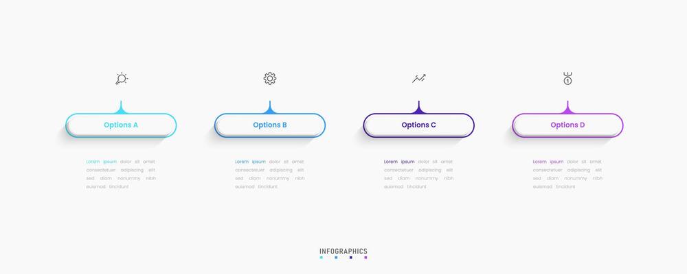 Infographic with icons and 4 options or steps. Can be used for process diagram, presentations, workflow layout.