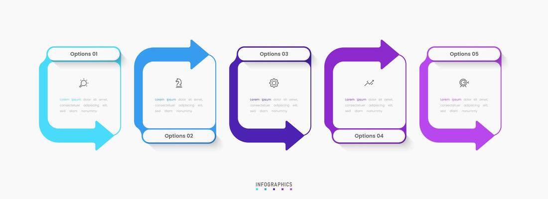 Infographic with icons and 5 options and can be used for process diagram, presentations, workflow layout, banner, flow chart, info graph.