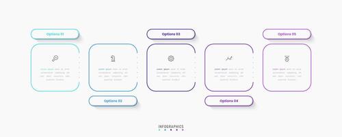 Infographic with icons and 5 options. Can be used for process diagram, presentations, workflow layout, banner, info graph. vector