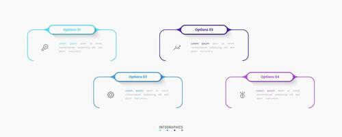 Infographic with icons and 4 options. Can be used for process diagram, presentations, workflow layout, banner, info graph. vector