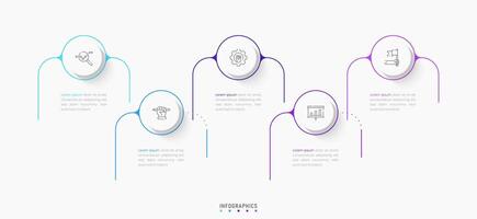 Infographic with icons and 5 options. Can be used for process diagram, presentations, workflow layout, banner, flow chart. vector
