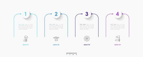 Infographic with icons and 4 options. Can be used for process diagram, presentations, workflow layout, banner, flow chart, info graph. vector