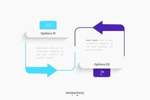 Infographic with icons and 2 options or steps. Can be used for process diagram, presentations, workflow, flow chart, info graph. vector
