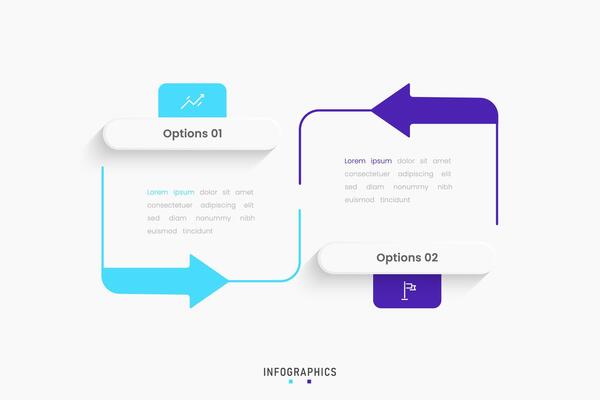 Infographic with icons and 2 options or steps. Can be used for process diagram, presentations, workflow, flow chart, info graph.
