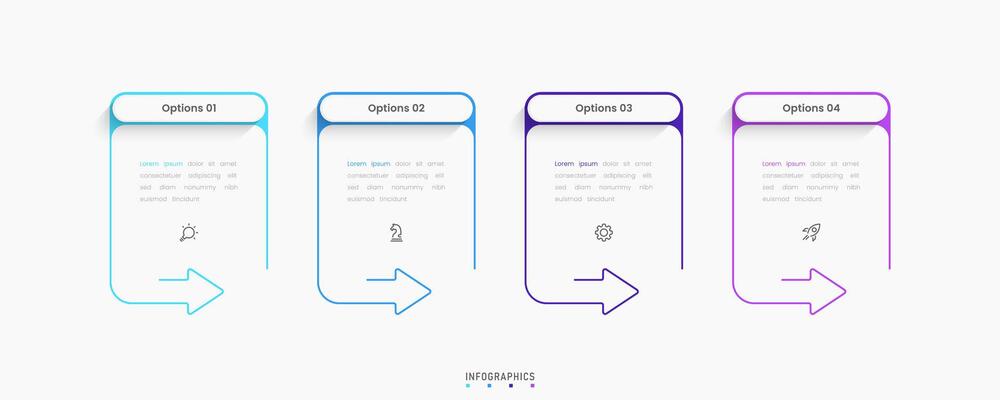 Infographic with icons and 4 steps. Can be used for process diagram, presentations, workflow, banner, flow chart, info graph.