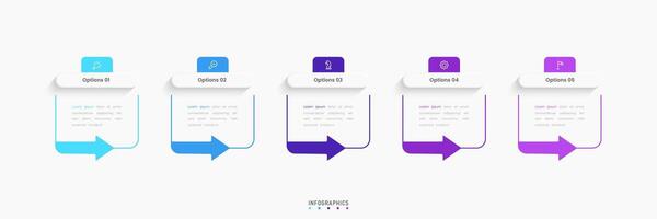 Infographic with icons and 5 options or steps. Can be used for process diagram, presentations, workflow, banner, flow chart, info graph. vector