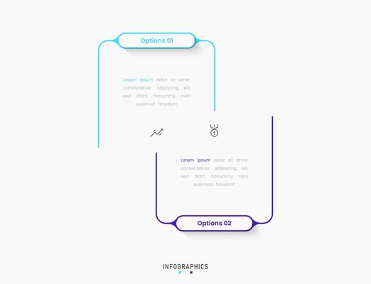 Infographic with icons and 2 steps. Can be used for process diagram, presentations, workflow layout, banner, info graph.