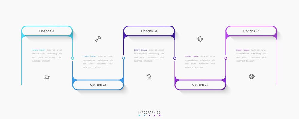 Infographic with icons and 5 options or steps. Can be used for process.