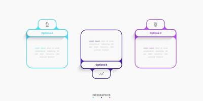 Infographic with icons and 3 options or steps. Can be used for process diagram, presentations, workflow, banner, flow chart, info graph. vector