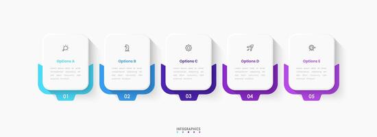Infographic with icons and 5 options or steps. Can be used for process diagram, workflow layout, info graph. vector