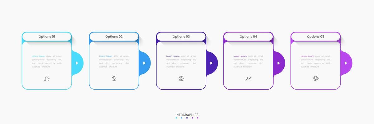 Infographic with icons and 5 options or steps