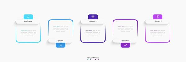 Infographic with icons and 5 options or steps. Can be used for process diagram, presentations, workflow layout, banner, info graph. vector