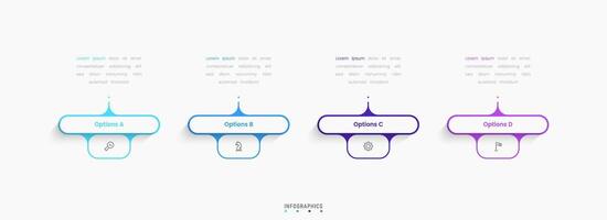 Infographic with icons and 4 options or steps. Can be used for process diagram, presentations, workflow, banner, flow chart, info graph. vector