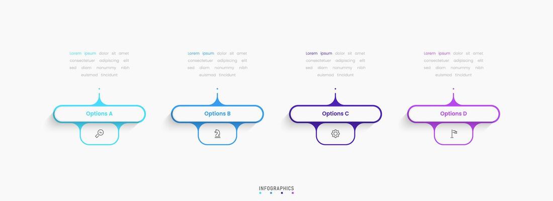 Infographic with icons and 4 options or steps. Can be used for process diagram, presentations, workflow, banner, flow chart, info graph.