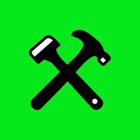 a hammer and a screwdriver on a green background vector