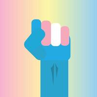 Transgender Pride Fist Symbol on Rainbow Pastel Background vector