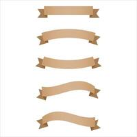 Set of minimalist brown banner ribbons with pointed edges. Ideal for layering text and graphics. White background. Simple modern design element. vector