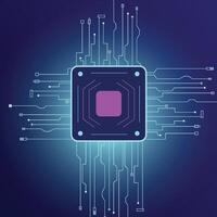 Futuristic microchip with glowing connections, perfect for artificial intelligence and digital designs vector