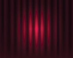 Deep red stage curtains, heavy fabric folds catch the light creating dramatic shadows. Luxurious material, evokes theatrical performance atmosphere. vector