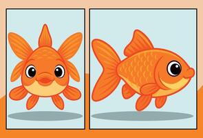 Goldfish front and side view cartoon illustration vector