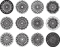Mandala Art Set Featuring Circular Ornamental Patterns vector