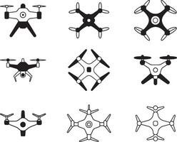 Professional Drone Outline Icons Set for Designers and Developers Projects vector
