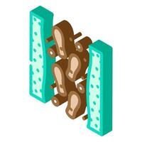 footprint pole marks nordic walking isometric icon illustration vector