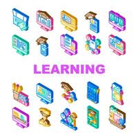 online learning platform study icons vector