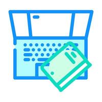 laptop books online learning platform color icon illustration vector