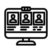 virtual classroom online learning platform line icon illustration vector