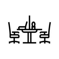 shared workspace table hybrid work line icon illustration vector