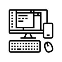 desktop computer phone line icon illustration vector