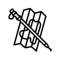 trail map pole nordic walking line icon illustration vector