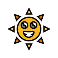 smiling cute sun character color icon illustration vector