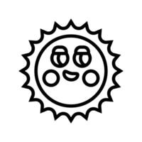 blushing cheeks cute sun character line icon illustration vector