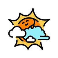 peeking through clouds sun character color icon illustration vector
