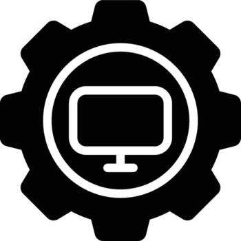 computadora ingeniería, software ingeniería, computadora glifo sólido icono vector