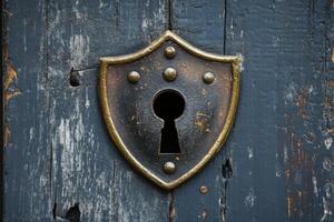Security with a shield and keyhole. photo