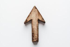 Arrow pointing upward, isolated on a white background. photo