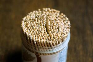 toothpicks placed on a table photo
