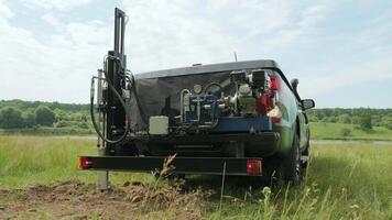 Soil Sampling. A vehicle with special equipment collects soil samples for analysis. Soil sampling high rainfall pastures. Soil examination 5 video