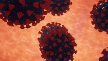 Coronavirus medical animation. The virus model is realistic. Coronaviruses influenza as dangerous flu strain cases as a pandemic. Microscope virus close up. 3d rendering. 4 video